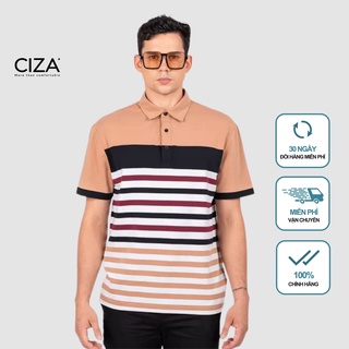 Áo thun polo nam sọc kẻ ngang CIZA cổ bẻ tay ngắn chất vải mềm mịn thấm mồ hôi APNS10
