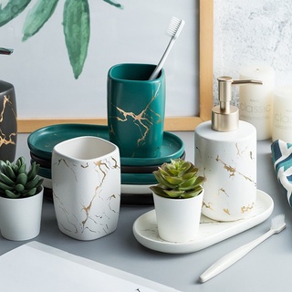 Khay Sứ Vân Đá Đựng Đồ Nhà Tắm Đa Năng Ly Đánh Răng Nến Thơm, Dĩa Để Ly Uống Trà Cà Phê Decor Bàn Tiệc Sang Trọng