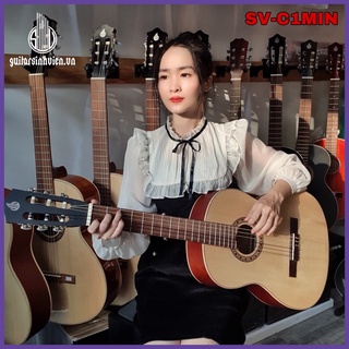 Đàn guitar mini 3/4 classic không đau tay - Cao 98cm có ty chống cong - Tăng phụ kiện và 3 sticker - Âm vang sáng