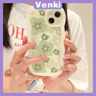iPhone Case Candy Color Wave 2-in-1 Silicone Soft Case Airbag Shockproof Protection Camera Green Flowers Compatible For iPhone 11 Pro Max 13 Pro Max 12 Pro Max 7Plus xr XS Max