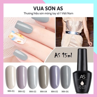 Sơn móng tay gel Sơn gel AS sử dụng máy hơ gel sơn nail tone màu xám khói xám ghi xi măng VUA SƠN AS mã MH 15ml