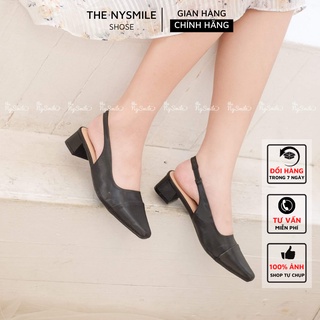 Giày búp bê gót 4cm mũi vuông ngấn - THENYSMILE - Chuchu