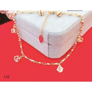 lắc chân vàng charm khối vuông