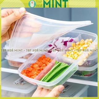 Hộp trữ thực phẩm chia 4 ngăn nắp dẻo Nakaya Nhật 710ml - Tạp hoá mint