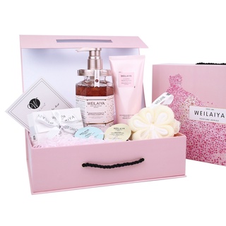 Set quà Sữa tắm trắng da cánh hoa hồng Damask &amp; Dưỡng thể nước hoa Weilaiya
