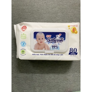 Khăn ướt Baby Cute 80 tờ, mềm mại thân thiện cho làn da nhạy cảm của bé