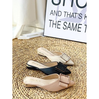 DÉP NỮ SHU STORE - DÉP SỤC THỜI TRANG NỮ BÍT MŨI ĐÍNH NƠ VUÔNG ĐẾ VIỀN MÀU VÀNG
