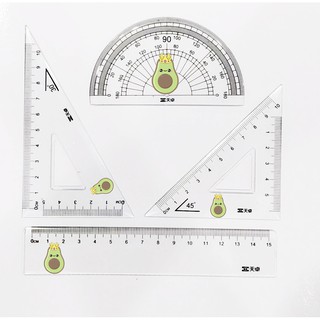 Bộ eke thước kẻ quả bơ avocado in hình màu EKNI9 bộ eke cute bộ eke dễ thương
