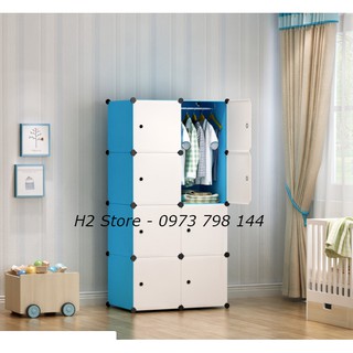 TỦ NHỰA ĐA NĂNG ĐỂ QUẦN ÁO CHO BÉ LẮP GHÉP 8 Ô CỬA TRẮNG ĐỤC THÔNG MINH sâu 47cm
