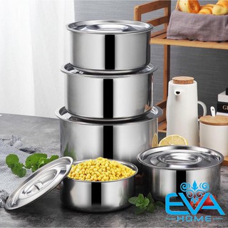 Bộ 5 Nồi Inox Không Quai Cao Cấp Gôm 5 Size Khác Nhau Xếp Gọn Tiện Dụng M3557