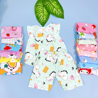 (SIZE 5) Bộ tole lanh (tôn), lanh lụa mặc nhà bé gái QUẦN LỬNG , tay cánh tiên dễ thương. 12-14kg, bộ hè cho bé, mát mẻ.