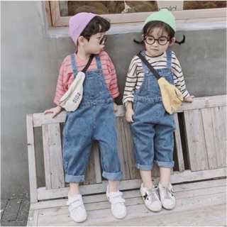 Quần yếm Jean bé trai bé gái phong cách HÀN QUỐC