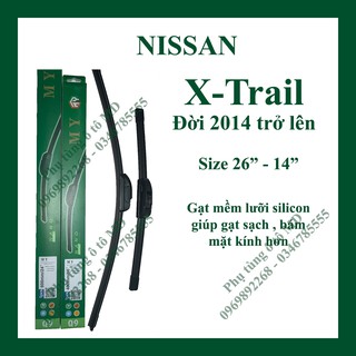 Bộ gạt mưa Nissan X-Trail các đời và các dòng xe khác của Nissan: Juke, Livina,Micra,Murano,Navara,Qashqai,Sunny,Teana