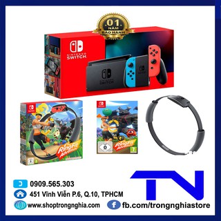 Máy Nintendo Switch V2 + Bộ game Ring fit Adventure - Bảo hành 12 tháng &amp; Tặng dán cường lực