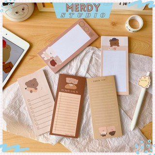 Tập 50 tờ giấy note, giấy ghi chú gấu nâu cute phong cách Hàn Quốc