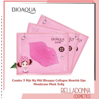Combo 3 Mặt Nạ Dưỡng Môi Bioaqua Collagen Nourish Lips Membrane Mask 3x8g