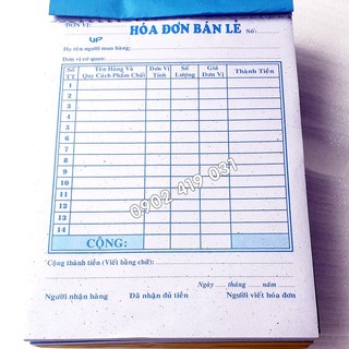 Hóa đơn bán lẻ 1 liên, là mẫu phiếu cần thiết cho hoạt động kinh doanh hàng hóa của cửa hàng...