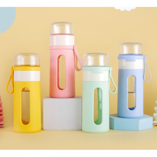 Bình nước pastel bọc silicon  BN5 da pu bình uống trà