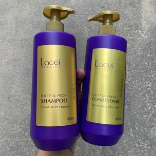 Dầu gội xả cao cấp dưỡng ẩm tóc khô siêu mượt Extra Rich Lacei 800mlx2