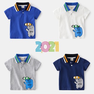 Áo Polo bé trai WELLKIDS áo thun có cổ cho bé họa tiết hoạt hình chất cotton hàng xuất Âu Mỹ