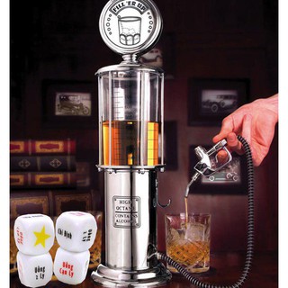 Bình Rót Rượu Cây Xăng 1 Vòi 1 Lít -Vòi Bơm Rượi Đẹp Mê- Bình Rót Rượu Trong Suốt Mở Bia Máy