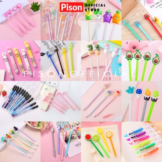 Set 1000 bút bi nước mực gel hình Quả ớt Pison, mực đen ngòi kim 0.38mm - PVN1678 - 1 bộ