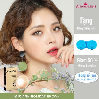 Kính áp tròng 1 tháng màu nâu cam Holiday Brown ANN365 an toàn chống tia UV