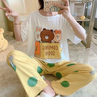 Đồ Bộ Nữ Mặc Nhà Thun Lạnh Tay Ngắn In Hình 3 Chú Gấu- Đồ Bộ Dễ Thương Nhiều Mẫu Nhiều Hình MH055