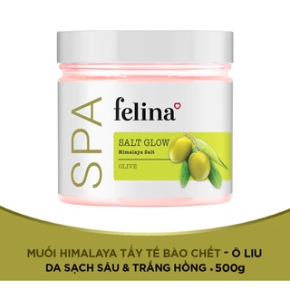 Muối Tắm Tẩy Tế Bào Chết Felina Tinh Dầu Olive 500g Muối hồng Himalaya