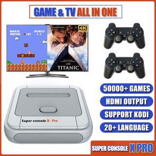 2021Máy Chơi Game Super Console X Pro 4K HD Retro dành cho PSP / PS1 / DC / N64-Tặng Kèm 2 Tay Cầm Chơi Game Không Dây