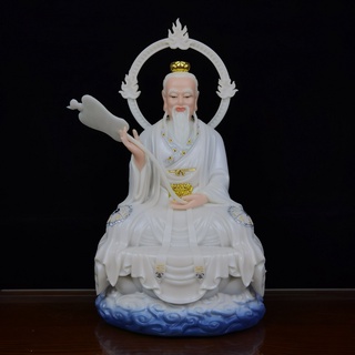 Tôn Tượng Thái Thượng Lão Quân Bằng Bột Đá Áo Trắng Phối Màu cao 48cm Cao Cấp - Phật Giáo Tường Thuận
