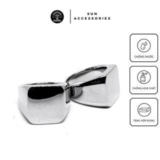 Nhẫn titan Signet Bạc bản vuông tráng gương - Mẫu N-12 - SUN ACCESSORIES