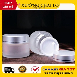 Hũ Chiết Mỹ Phẩm ❤ GIÁ RẺ NHẤT ❤ Hũ Chiết Mỹ Phẩm Thủy Tinh Nắp Bạc, Vàng 50g đựng kem face , phụ kiện du lịch