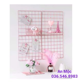 [AN MỘC] [Khung  lưới sắt, giỏ sắt treo tường trang trí decor, để đồ đa năng màu hồng