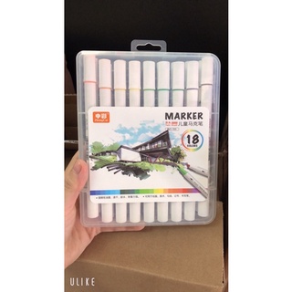 Bút dạ màu marker 2 đầu cao cấp hộp nhựa 12/18/24/36 màu