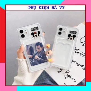 Ốp túi in hình micky cute trong suốt chống sốc  X,Xs,Xsmax,7Plus,8Plus/xr/12promax/11pro có ngăn ví đựng thẻ tiện dụng
