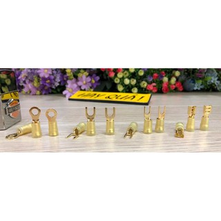 Bộ 10 cái đầu cos dây điện - dây loa - Đồng mạ vàng