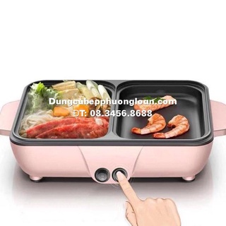 Nồi lẩu nướng 2 ngăn đa năng Hàn Quốc cao cấp, bếp lẩu điện chống dính cao cấp 8662-S