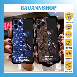 Ốp lưng iphone hình gấu cool bear cạnh vuông viền vuông bảo vệ camera 7plus/8plus/x/xs/xsmax/11/12/13/pro/promax