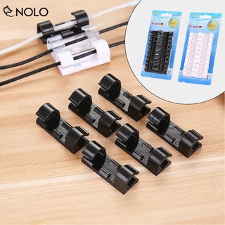 Combo 40 Cái Nẹp Dây Điện Dây Sạc Dây Tín Hiệu Dán Tường Cố Định Chất Liệu Nhựa ABS Băng Dính Rời