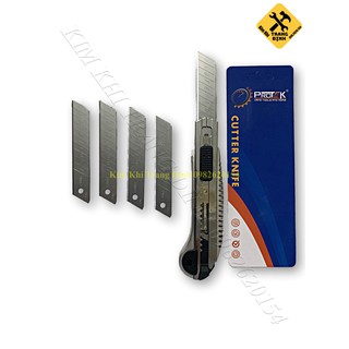 Dao rọc giấy Protek tay cầm chắc chắn kèm 5 lưỡi dự phòng