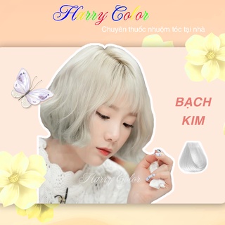 Thuốc nhuộm tóc Bạch kim  [dưỡng tóc]  [lên màu chuẩn] tự nhuộm tóc tại nhà tặng kèm Oxy trợ nhuộm và gang tay