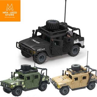 Đồ chơi lego swat , lego quân sự - Xe thiết giáp 2 trong 1 ( Đen - Xanh lá - Vàng cát) ( Không có nhân vật)