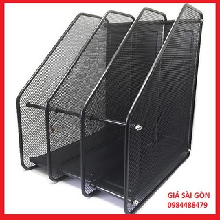 Khay để tài liệu văn phòng 3 ngăn đứng bằng thép chắc chắn (Màu Đen)