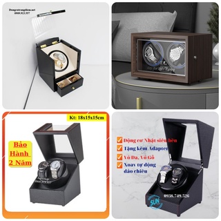 Hộp Đựng Đồng Hồ Cơ 2 Xoay Da Giá Rẻ Lót Đen Lắc Automatic Tự Động Cao Cấp