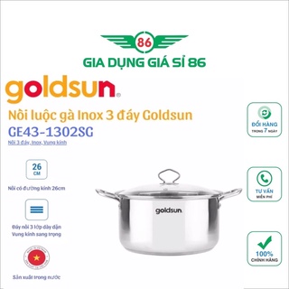 Nồi luộc gà,Đáy Từ, inox Goldsun GE43-1302SG size 26Cm- Hàng chính hãng