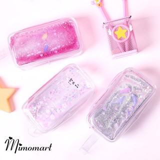 Hộp đựng bút nhựa trong cute size to nhũ chảy size 20*10*6 cm