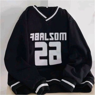 Áo Khoác Sweater Nam Nữ Tay Phồng Phong Cách Trẻ In Số 26 Cổ V