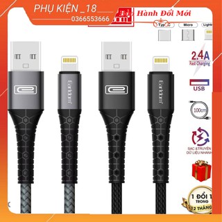 DÂY SẠC BỌC SỢI ĐẦU RA LIGHTING/TYPE-C/MICRO EARLDOM EC-091