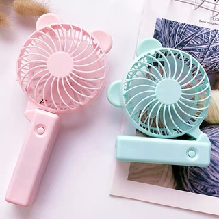 Quạt mini cầm tay tích điện tai gấu siêu mát tiện dụng bảo hành 6 tháng